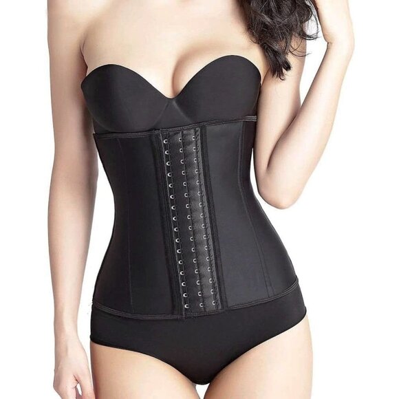 Hook & Eye Closure 9 Steel Boned Thermal Sleek Silhouette Latex Waist Trainer - Picture 4 of 9